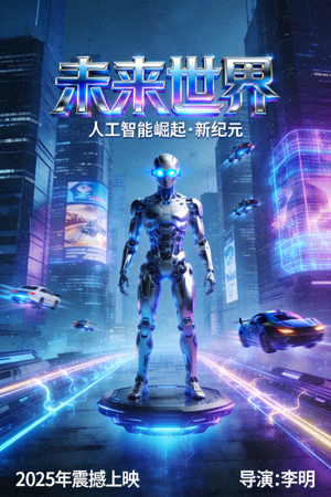 科幻电影《未来世界》海报 - 人工智能机器人未来城市